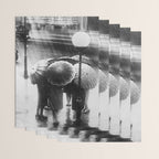 Friends in the Rain with Umbrellas black and white photography Wrapping Paper Gallery Image 3