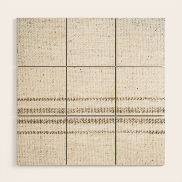 Vintage Farmhouse Grain Sack - Sandstone Stripes Wood Wall Art Gallery Image 1