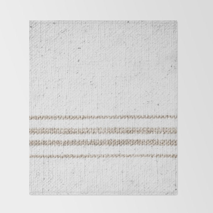 Vintage Farmhouse Grain Sack - Sandstone Stripes Throw Blanket Gallery Image 2