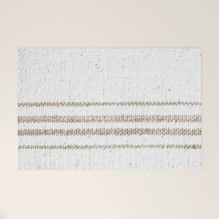 Vintage Farmhouse Grain Sack - Sandstone Stripes Welcome Mat Gallery Image 1