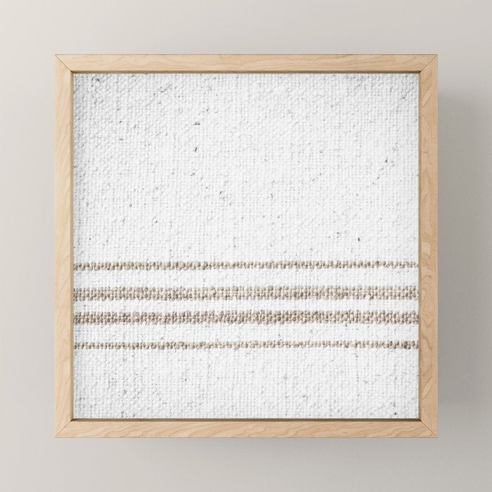 Vintage Farmhouse Grain Sack - Sandstone Stripes Mini Art Print Gallery Image 1