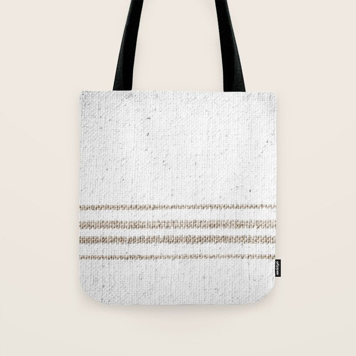 Vintage Farmhouse Grain Sack - Sandstone Stripes Tote Bag Gallery Image 1