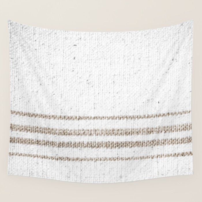 Vintage Farmhouse Grain Sack - Sandstone Stripes Wall Tapestry Gallery Image 4