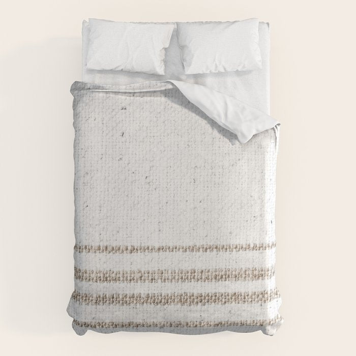 Vintage Farmhouse Grain Sack - Sandstone Stripes Duvet Cover