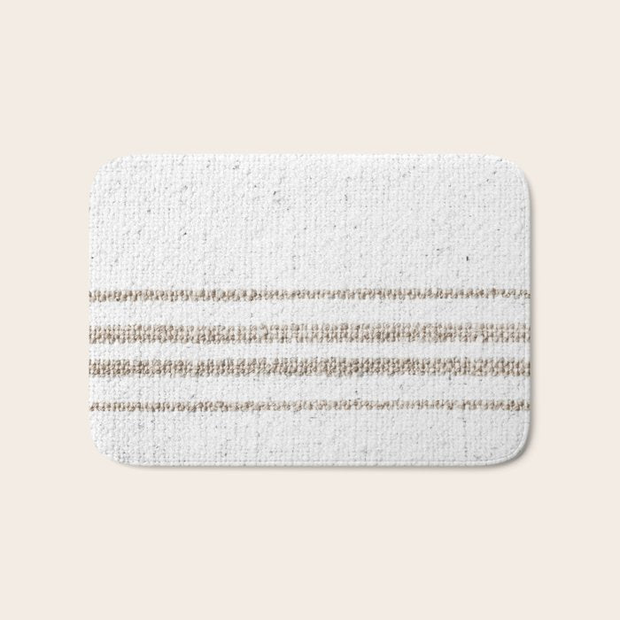 Vintage Farmhouse Grain Sack - Sandstone Stripes Bath Mat Gallery Image 1