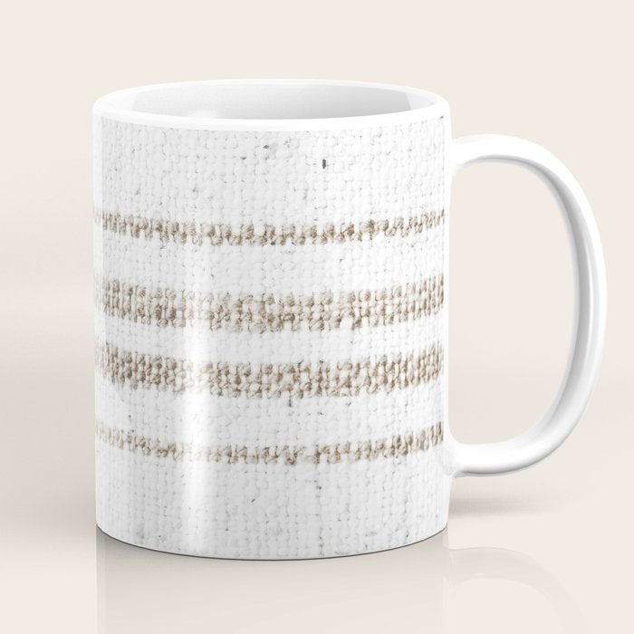 Vintage Farmhouse Grain Sack - Sandstone Stripes Coffee Mug Gallery Image 1