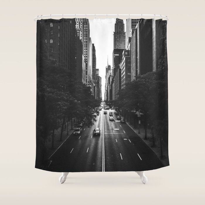 New York City (Black and White) Shower Curtain Gallery Image 1