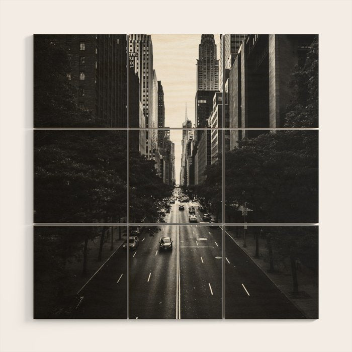 New York City (Black and White) Wood Wall Art Gallery Image 1