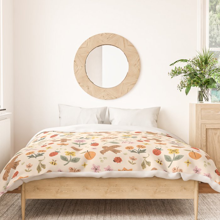 In Bloom - Gouache Nature Print Duvet Cover Gallery Image 3