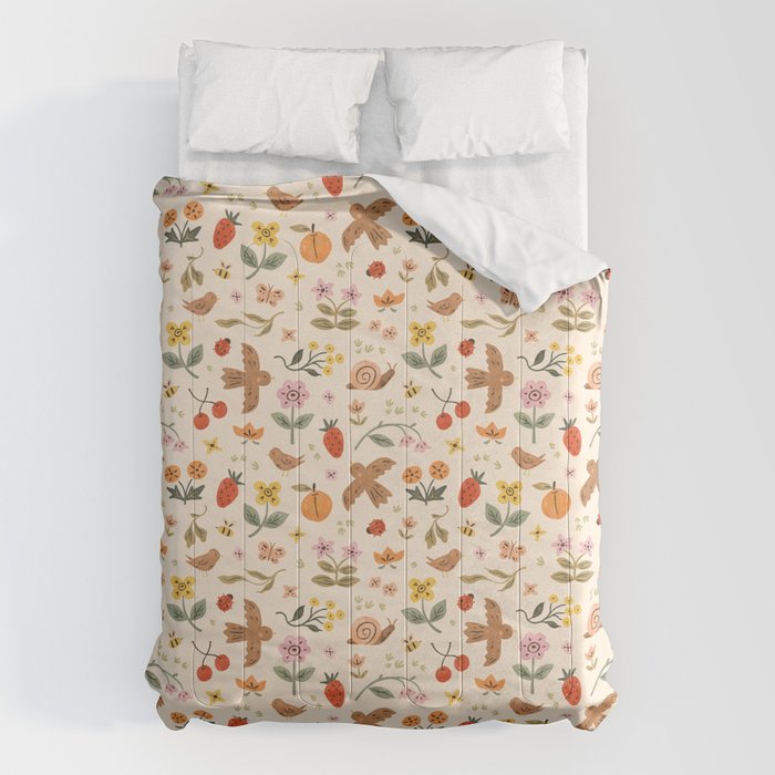 In Bloom - Gouache Nature Print Comforter