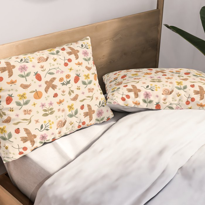 In Bloom - Gouache Nature Print Pillow Sham Gallery Image 2