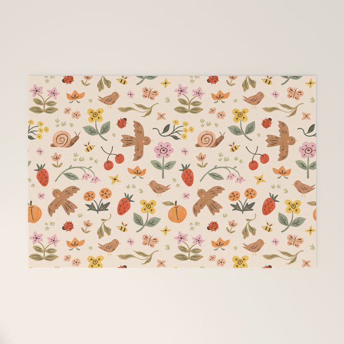 In Bloom - Gouache Nature Print Welcome Mat Gallery Image 1