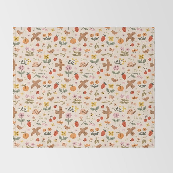 In Bloom - Gouache Nature Print Throw Blanket Gallery Image 2