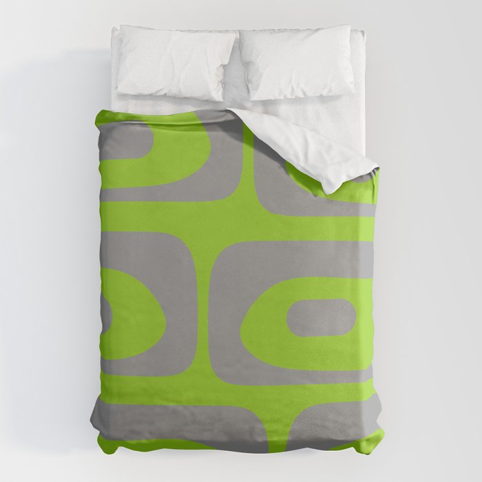 Mid Century Modern Piquet Abstract Pattern in Gray and Lime Green Duvet Cover Gallery Image 1