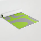 Mid Century Modern Piquet Abstract Pattern in Gray and Lime Green Yoga Mat Gallery Image 2