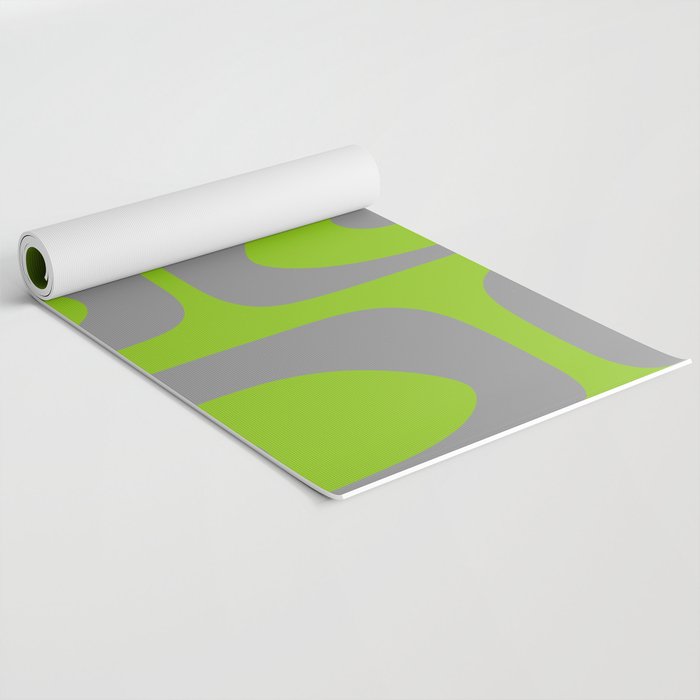 Mid Century Modern Piquet Abstract Pattern in Gray and Lime Green Yoga Mat Gallery Image 2