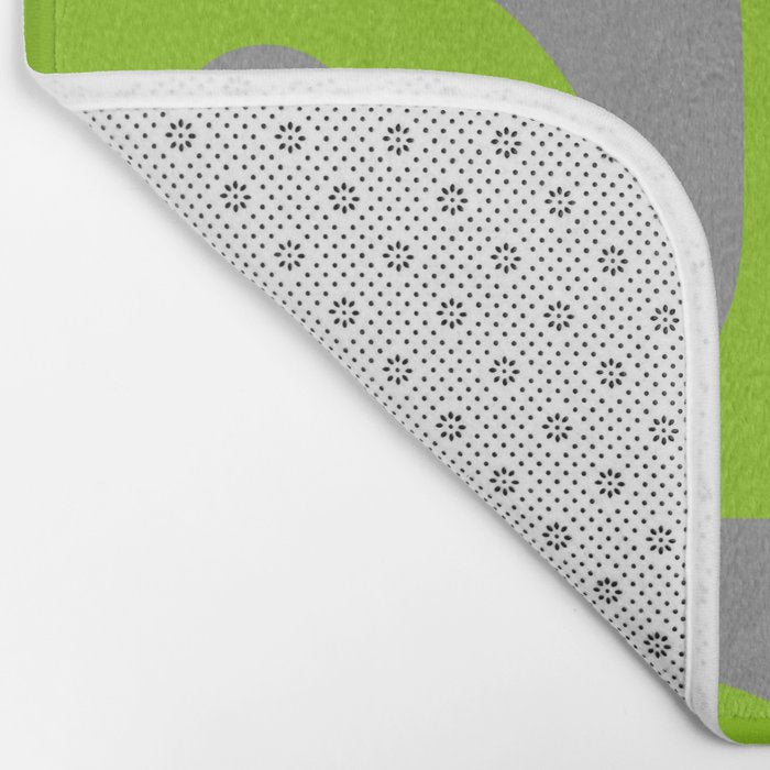 Mid Century Modern Piquet Abstract Pattern in Gray and Lime Green Bath Mat Gallery Image 2