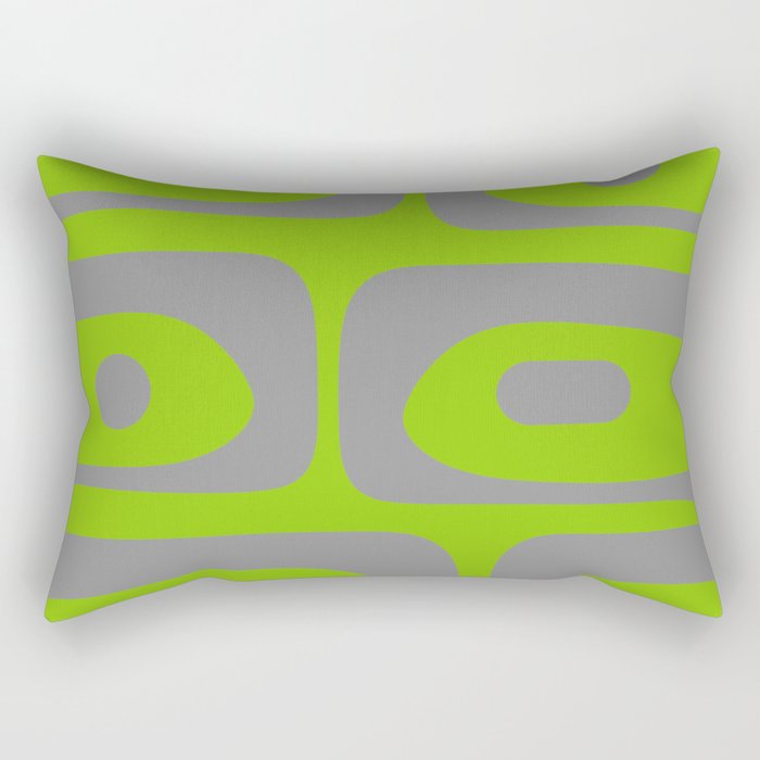 Mid Century Modern Piquet Abstract Pattern in Gray and Lime Green Rectangular Pillow Gallery Image 2