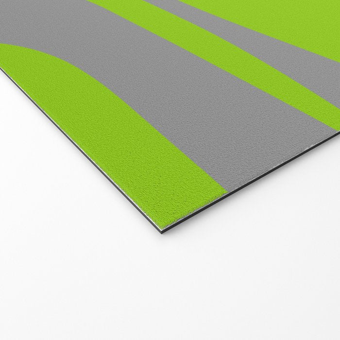 Mid Century Modern Piquet Abstract Pattern in Gray and Lime Green Welcome Mat Gallery Image 2