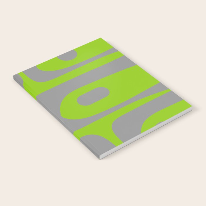 Mid Century Modern Piquet Abstract Pattern in Gray and Lime Green Notebook Gallery Image 2