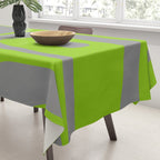Mid Century Modern Piquet Abstract Pattern in Gray and Lime Green Tablecloth Gallery Image 3
