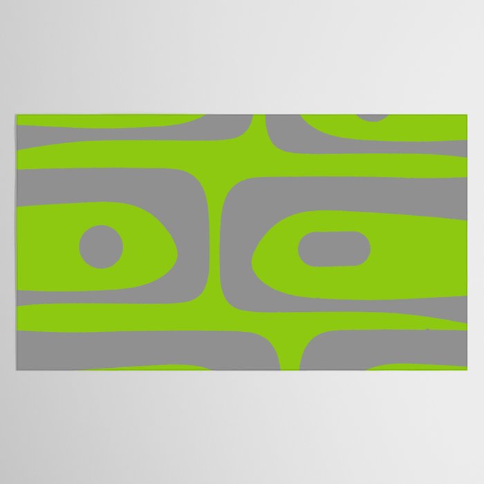 Mid Century Modern Piquet Abstract Pattern in Gray and Lime Green Tablecloth Gallery Image 2