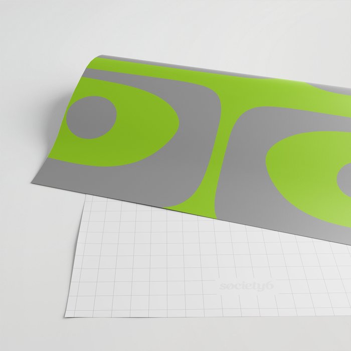 Mid Century Modern Piquet Abstract Pattern in Gray and Lime Green Wrapping Paper Gallery Image 2