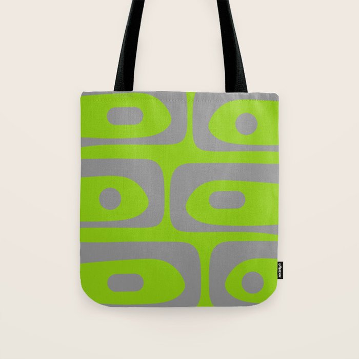 Mid Century Modern Piquet Abstract Pattern in Gray and Lime Green Tote Bag Gallery Image 1