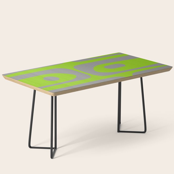Mid Century Modern Piquet Abstract Pattern in Gray and Lime Green Coffee Table Gallery Image 1