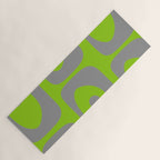 Mid Century Modern Piquet Abstract Pattern in Gray and Lime Green Yoga Mat Gallery Image 1
