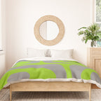 Mid Century Modern Piquet Abstract Pattern in Gray and Lime Green Duvet Cover Gallery Image 3