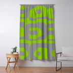 Mid Century Modern Piquet Abstract Pattern in Gray and Lime Green Window Curtain Gallery Image 5