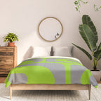 Mid Century Modern Piquet Abstract Pattern in Gray and Lime Green Comforter Gallery Image 3