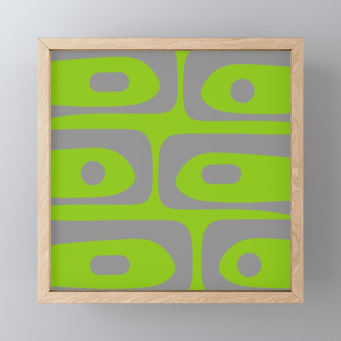 Mid Century Modern Piquet Abstract Pattern in Gray and Lime Green Mini Art Print Gallery Image 1