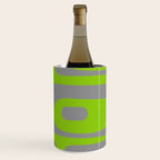 Mid Century Modern Piquet Abstract Pattern in Gray and Lime Green Wine Chiller Gallery Image 3