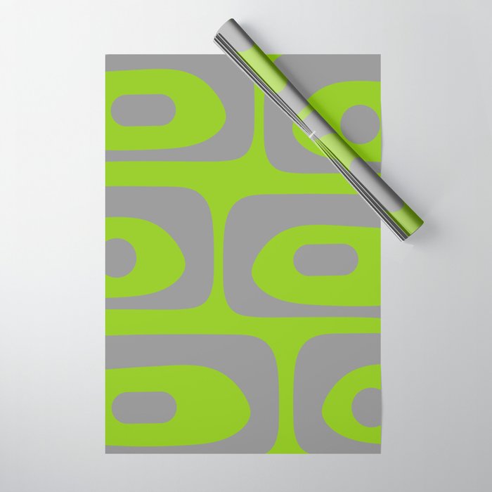 Mid Century Modern Piquet Abstract Pattern in Gray and Lime Green Wrapping Paper Gallery Image 1
