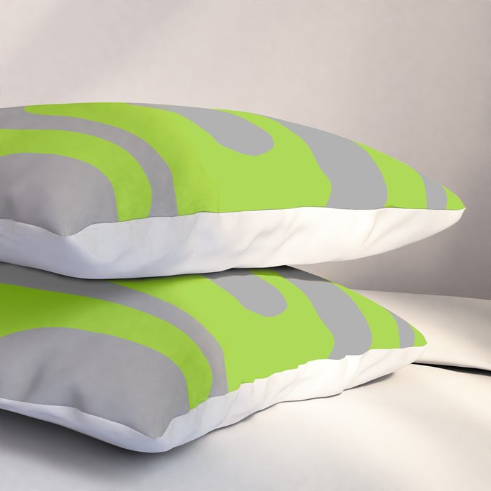 Mid Century Modern Piquet Abstract Pattern in Gray and Lime Green Pillow Sham Gallery Image 3
