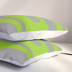 Mid Century Modern Piquet Abstract Pattern in Gray and Lime Green Pillow Sham Gallery Image 3