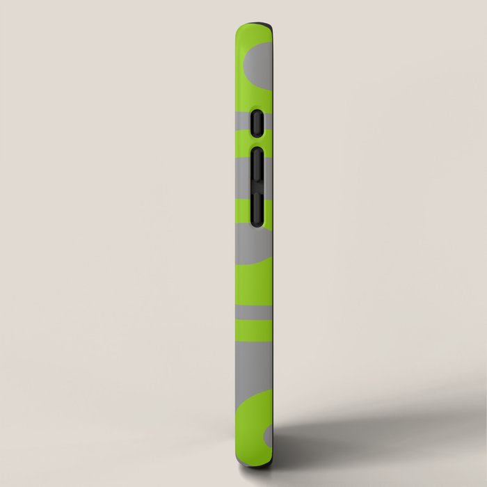 Mid Century Modern Piquet Abstract Pattern in Gray and Lime Green iPhone Case Gallery Image 2