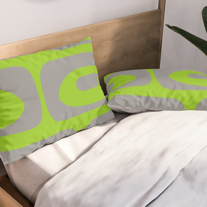 Mid Century Modern Piquet Abstract Pattern in Gray and Lime Green Pillow Sham Gallery Image 2
