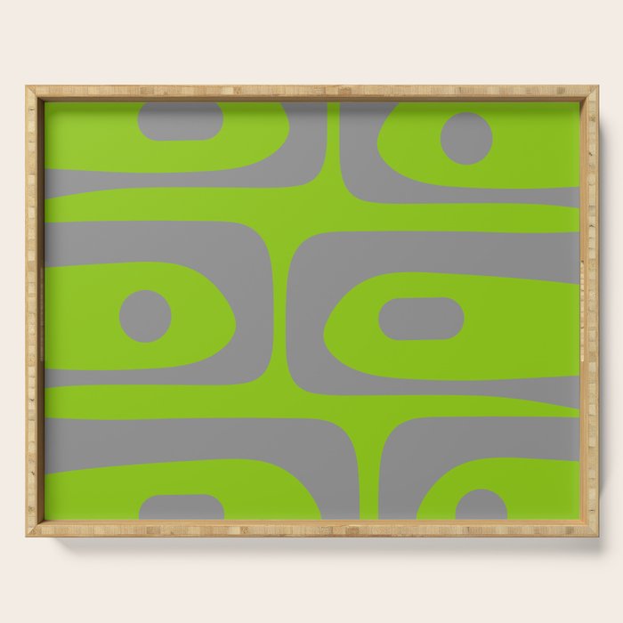 Mid Century Modern Piquet Abstract Pattern in Gray and Lime Green Serving Tray Gallery Image 1