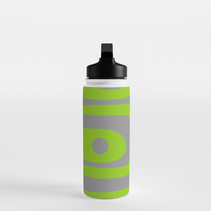 Mid Century Modern Piquet Abstract Pattern in Gray and Lime Green Water Bottle Gallery Image 3