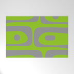 Mid Century Modern Piquet Abstract Pattern in Gray and Lime Green Welcome Mat Gallery Image 1