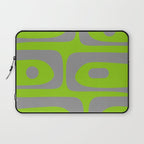 Mid Century Modern Piquet Abstract Pattern in Gray and Lime Green Laptop Sleeve Gallery Image 1