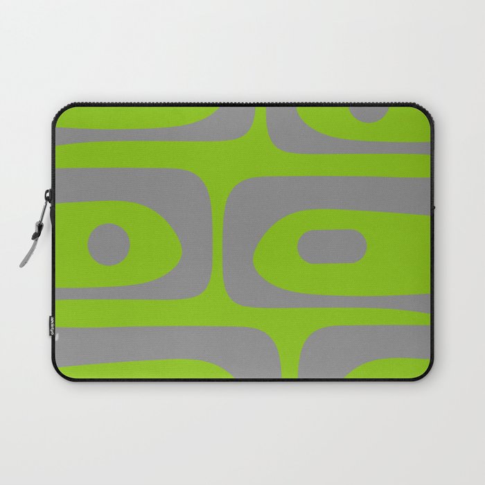 Mid Century Modern Piquet Abstract Pattern in Gray and Lime Green Laptop Sleeve Gallery Image 1