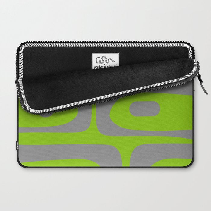 Mid Century Modern Piquet Abstract Pattern in Gray and Lime Green Laptop Sleeve Gallery Image 2
