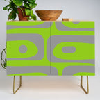 Mid Century Modern Piquet Abstract Pattern in Gray and Lime Green Credenza Gallery Image 1