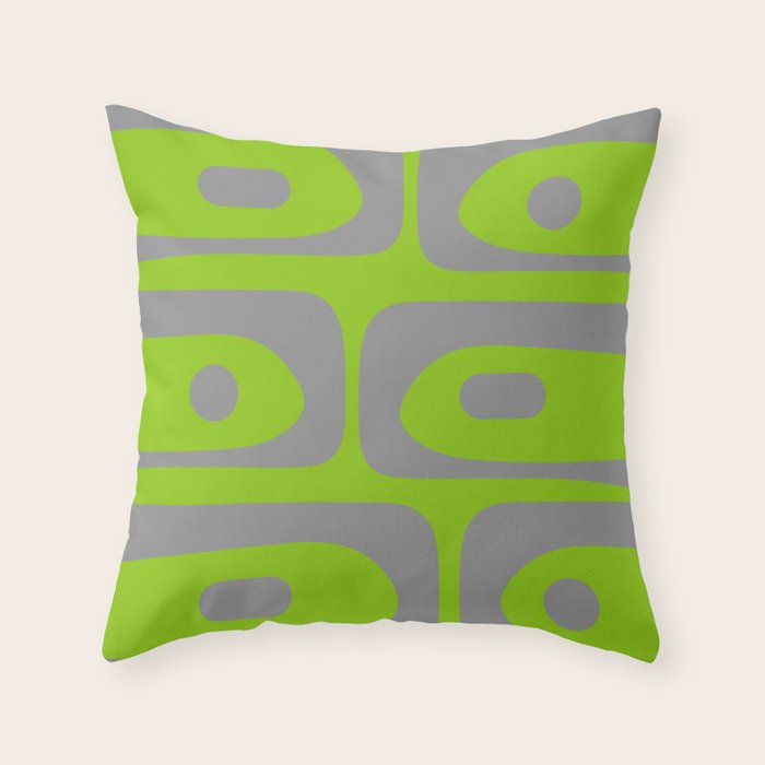 Mid Century Modern Piquet Abstract Pattern in Gray and Lime Green Throw Pillow Gallery Image 1