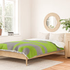 Mid Century Modern Piquet Abstract Pattern in Gray and Lime Green Duvet Cover Gallery Image 2