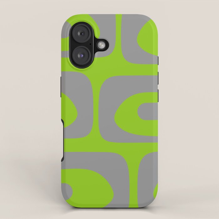 Mid Century Modern Piquet Abstract Pattern in Gray and Lime Green iPhone Case Gallery Image 1